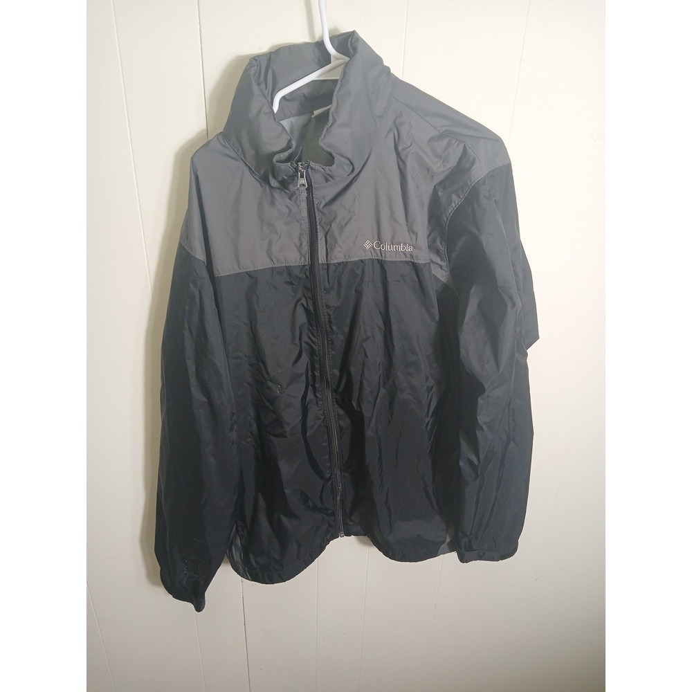 Columbia Men's XL WATERPROOF Mountaineering Packable Rain Jacket Black & Gray